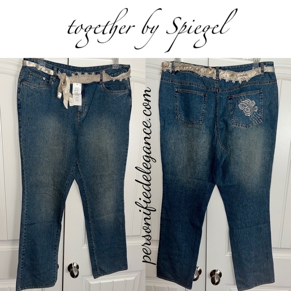 NEW Together by Spiegel Medium Wash Classic Fit Embroidered Jeans Size 16 RARE - Picture 15 of 15